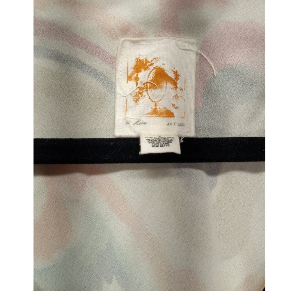 Anthropologie C Keer Womens Dress Size 4 Abstract Designer Silk Sheer Ruffle VNT - Picture 5 of 10